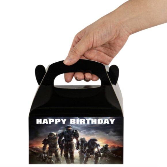 Video Game Theme Birthday Party Favor Boxes, Happy Birthday Design, Black - Picture 2 of 4